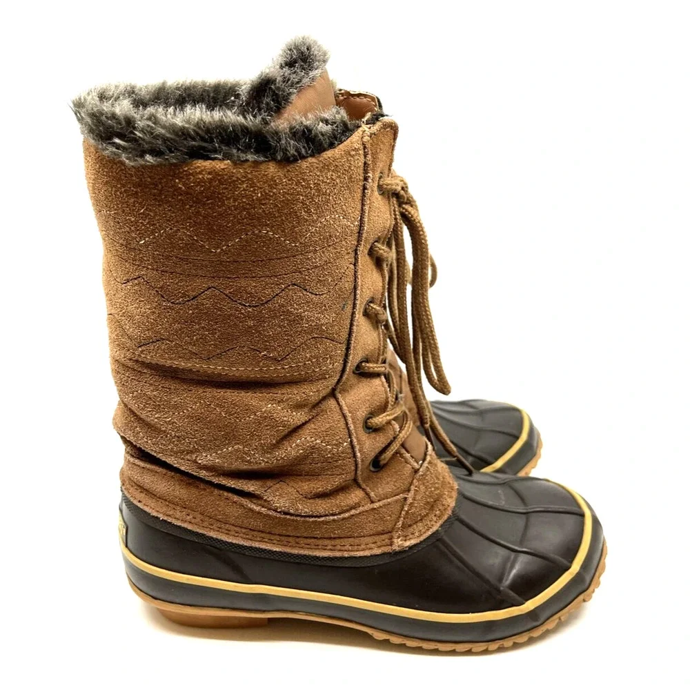 Khombu Women’s Annabel Snow Duck Boots Size 5.5M Brown Waterproof Fleece Lined
